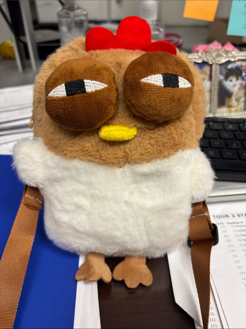 Plush Chick Pet cross bag - Brown & White